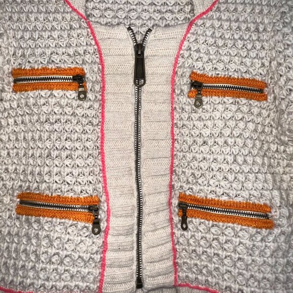 Free People Zip-Up Sweater with Color Block Zipper Pockets Size S - Picture 2 of 5